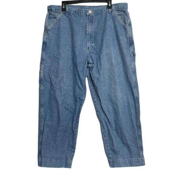 Wrangler Hero Carpenter Jeans Men 40 Blue Medium Wash Denim 100% Cotton - Picture 1 of 6